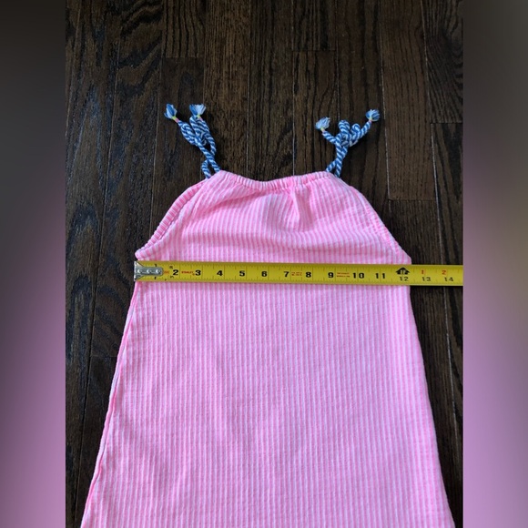 Vince Camuto Girls 6X Woven Cotton Pink/White Striped Halter Ruffled Hem Dress - Picture 6 of 9